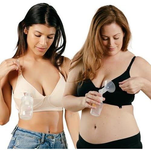 Simple Wishes Pumping and Nursing Bra in One with Fixed Padding - Patented Supermom T-Shirt - Pumping Bra Hands Free