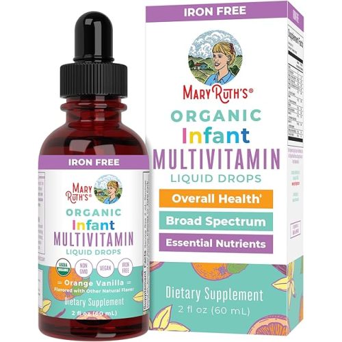 Multivitamin for Infants by MaryRuth's | USDA Organic | Multivitamin Liquid Drops for Babies 6-12 Months | Immune Support & Overall Wellness | Vegan | Non-GMO | Gluten Free | 2 Fl Oz