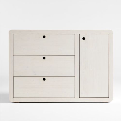 Montauk White Wood 3-Drawer Kids Dresser with Door by Leanne Ford