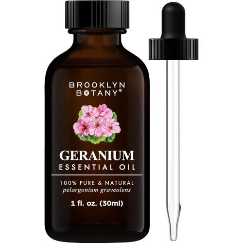 Brooklyn Botany Geranium Essential Oil – 100% Pure and Natural – Premium Grade Oil with Dropper - for Aromatherapy and Diffuser - 1 Fl Oz