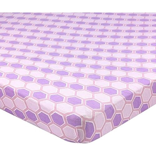 Abstract Jersey Cotton Knit Cradle Sheets - Ultra Soft Cradle Sheets Fitted 18" x 36" for Boys Girls Baby - Universal - Snug Fitted 6" Deep Pocket - Cotton - 18"x36" (Honeycomb Lavender)