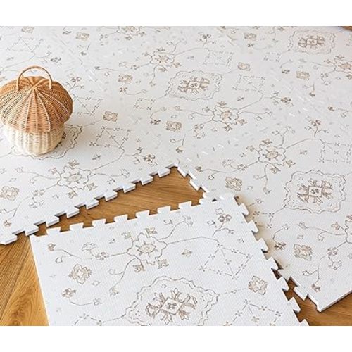 Baby Play Mat for Floor – 6x6ft Vintage Vanilla | Soft Non Toxic Premium EVA Foam Tiles for Tummy Time, Crawling & Playroom – Waterproof Floor Mat for Babies & Toddlers Lillefolk (9 Tiles)