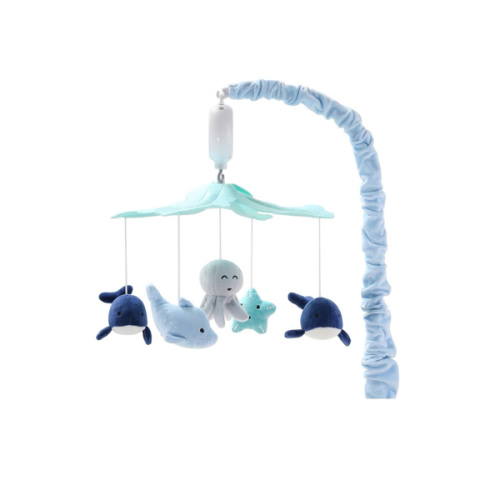 The Peanutshell Crib Mobile for Boys or Girls - Light and Dark Blue Musical Baby Crib Mobile with 12 Lullabies, Ocean Baby Nautical Nursery Decor