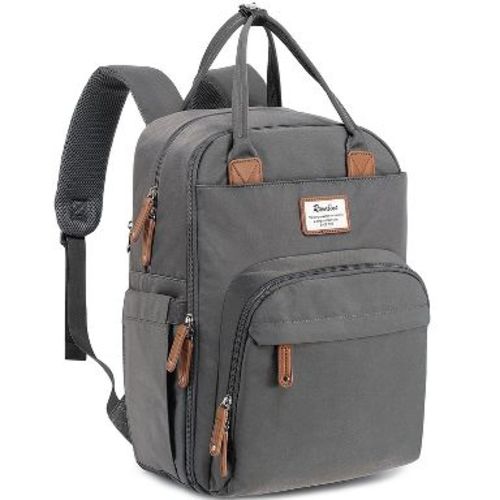 Ruvalino Large Diaper Bag Backpack, Multifunction Baby Changing Travel Bag with Insulated Pockets, Waterproof Backpack for Moms & Dads - Iron Gray