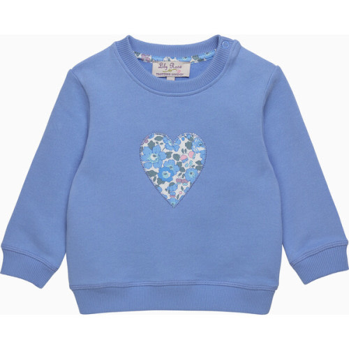 Little Liberty Print Betsy Heart Sweatshirt, Blue Betsy - Trotters London | Maisonette