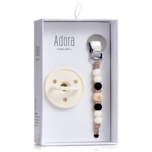 Baby Soother Silicone Pacifiers & Coordinating Mini Clip – Scalloped/Classic Design Infants Self-Soothing & Comforting Gift Set of 2 for Newborns