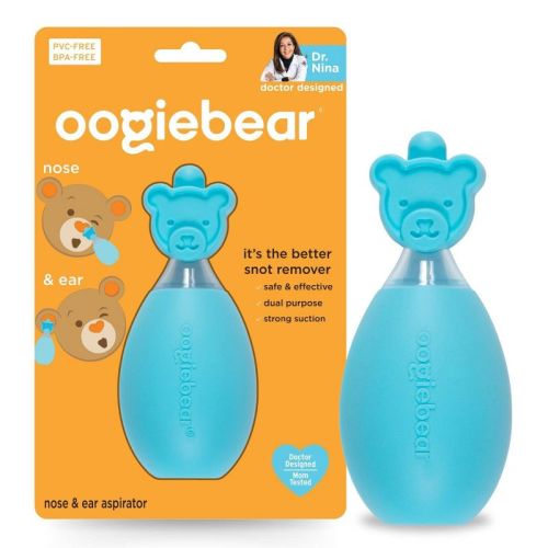 oogiebear Bulb Aspirator Handheld Baby Nose Cleaner for Newborns, Infants, and Toddlers - Blue