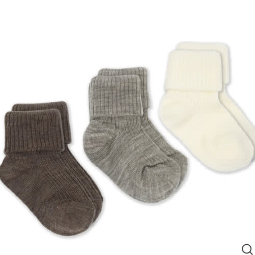Wool Socks, Baby and Toddler, Brown-Gray & White