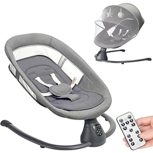 Baby Swing for Infants to Toddler Portable Babies Swing for Newborns Timing Function & Music 5 Swing Speeds Touch Screen Music Speaker with Preset Lullabies 5-Point Carabiner