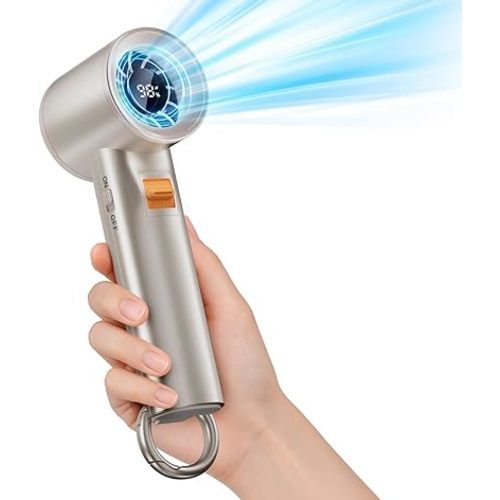 Portable Handheld Turbo Fan for Outdoor - 5000mah Mini Handheld Personal Pocket Fan for Powerful Airflow Wind - 20Hrs,100 Speeds Adjustable - Digital Display,Gifts for Travel,Outdoor Activites,Camping