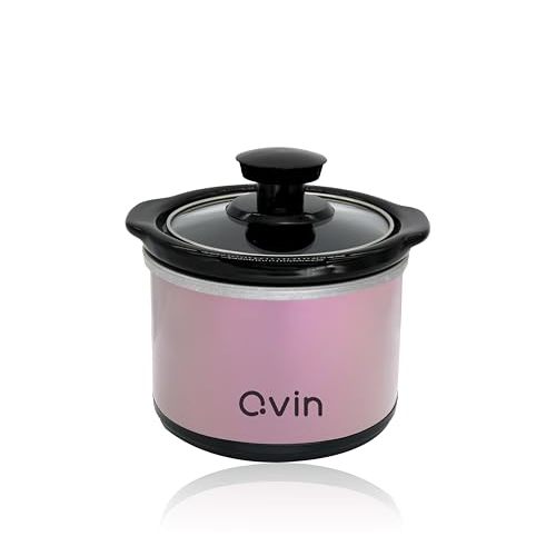 0.65-qt mini Round Slow Cooker, Fondue Melting Pot Warmer with Diswasher-safe Stoneware Crock, Glass Lid (1, Plum)