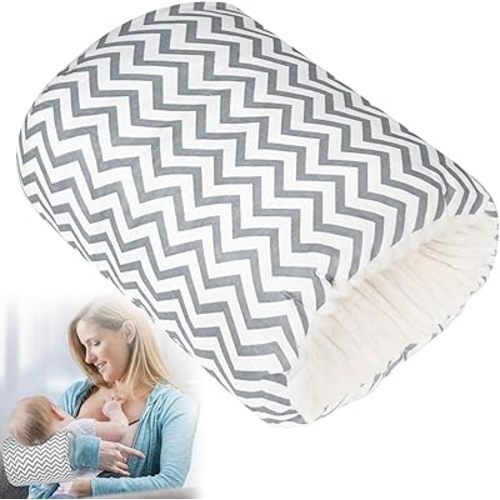 1Pc Baby Nursing Arm Breastfeeding Pillow Soft Cotton Bottle Feeding Pillows for Newborn (Grey Stripes)