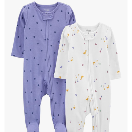 Simple Joys by Carter's Baby Girls' Cotton Footed Sleep and Play, Pack of 2
