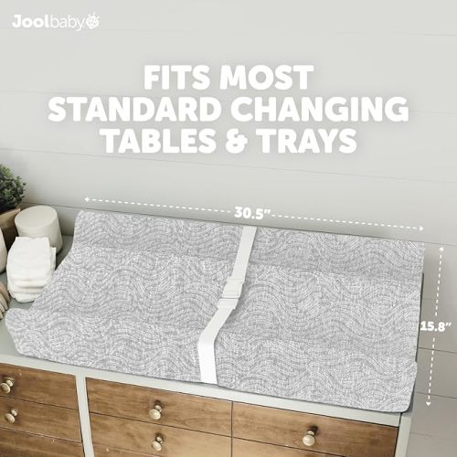 Jool Baby Changing Pad - Contoured, Waterproof & Non-Slip, Includes a Cozy, Breathable, & Washable Cover (Gray/Wave)