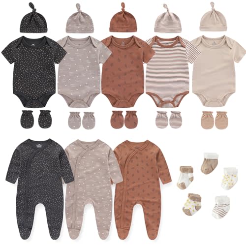 Ruliby New Born Clothes Boy Girl Layette Set Cotton Snap Baby Clothing and Accessories 0-12 Months, 23-pack