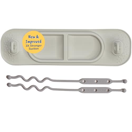 BUSY BABY Silicone Mini Mat - New and Improved Suction Cups, 2 Straps to Secure Baby Essentials, Self Feeding, Baby Led Weaning, Travel Wet Bag Included (Tan Mini)