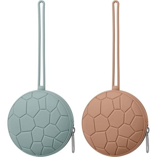 Silicone Pacifier Holder Case, Soft Silicone Newborn Baby Silicone Pacifier Holder for Boys & Girls, Portable Silicone Pacifier Container Case (Pale Taupe/Oslo Grey)