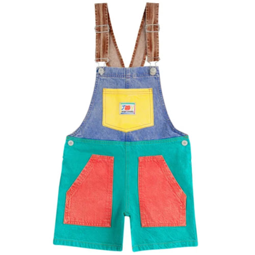 Colorblock organic cotton overalls | Turquoise