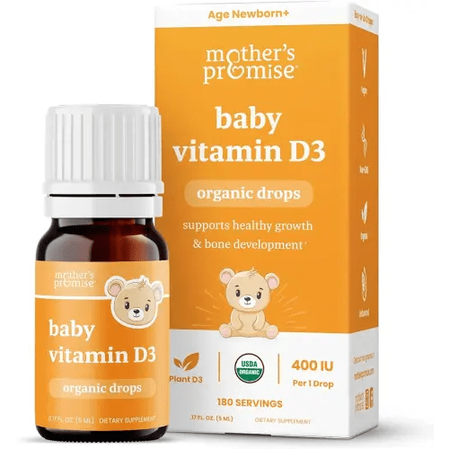 Organic Vitamin D Drops for Babies | 100% Plant-Based, 180 Servings 400 IU Baby Vitamin D3 Liquid Supplement | Supports Healthy Growth, Bones, Heart & Immune Health for Newborns & Infants