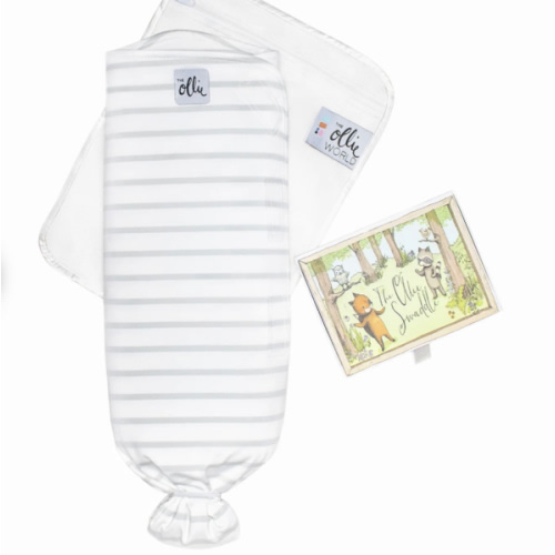 The Ollie® Swaddle In Grey and White Stripe