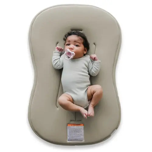 Snuggle Me® Baby Lounger Curve (0-6 Months) - Premium Organic Cotton with Foam Core, Machine-Washable Cover, Buttery-Soft & Breathable Infant Lounger with Travel Bag (30 in x 20 in x 1.9 in) - Birch