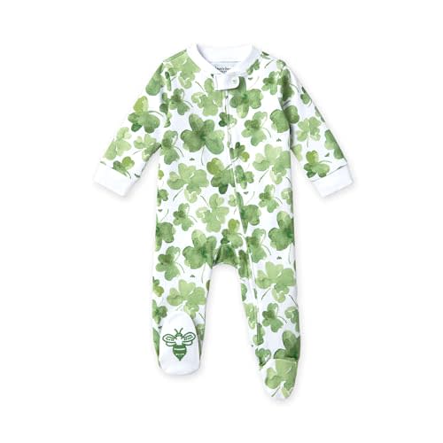 Burt's Bees Baby Girls Footed One-Piece Pajamas, Sleep and Play Loose Fit, 100% Organic Cotton, Sizes NB to 6-9 Months