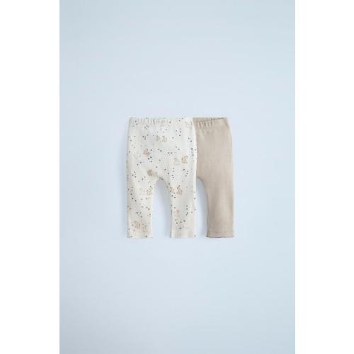 TWO PACK OF PRINTED POINTELLE LEGGINGS - Ecru | ZARA United States