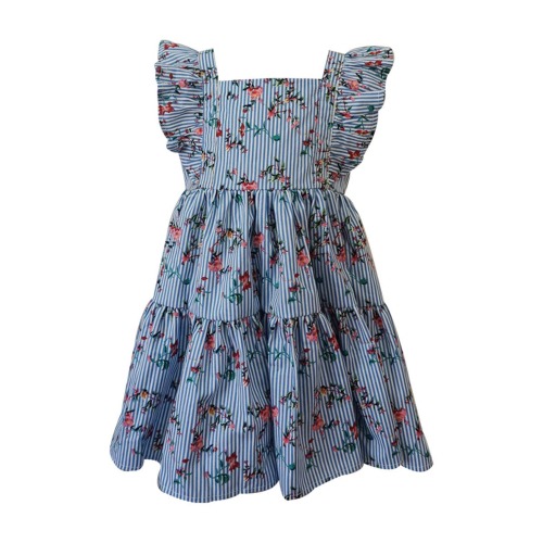 Floral Pinstripe Cotton Party Dress