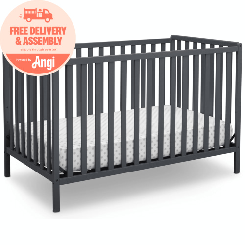 Delta Children Heartland 4-in-1 Convertible Baby Crib, Charcoal Gray