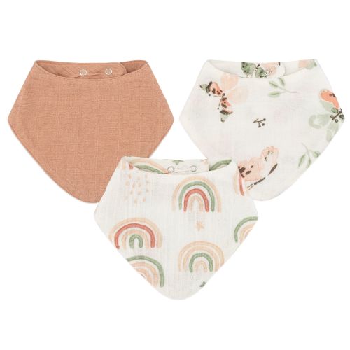 Parker Muslin Bibs - Rainbow/Butterfly Set | Crane Baby