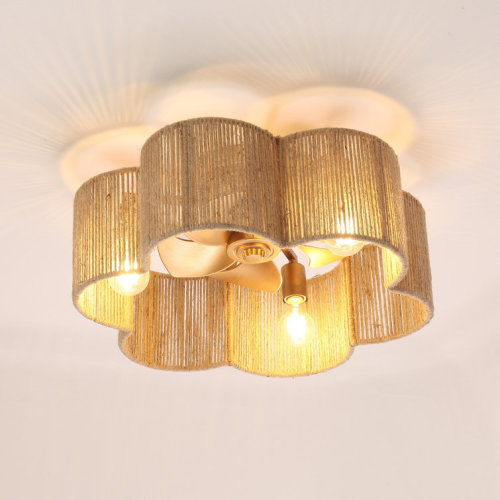 20.9" Boho Caged Ceiling Fan With Light Kit And Remote Control
