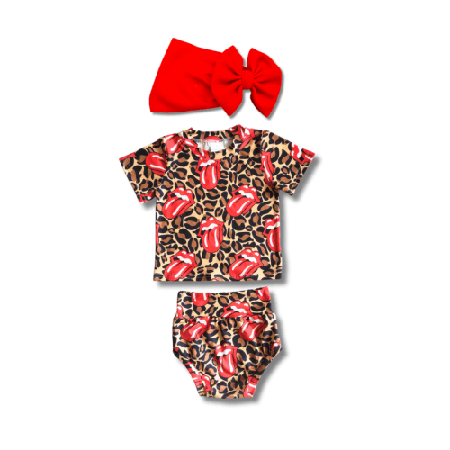 Tongues Out Leopards Bummie Set