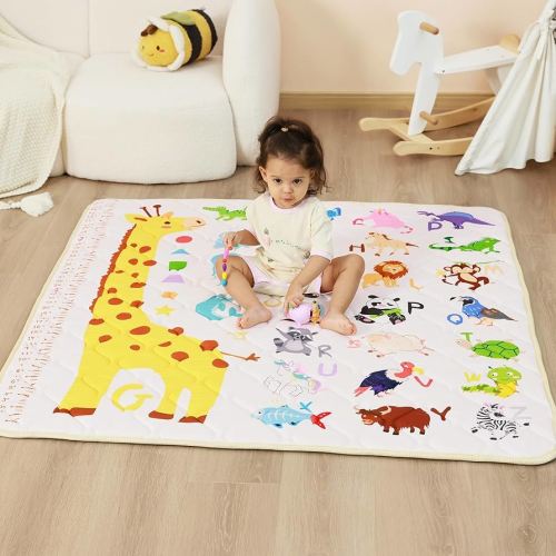 Baby Play Mat, Extra Thicker & Large Baby Mat for Floor, Soft Non-Slip Cushioned Play Mats for Babies, Toddlers, Foldable and Washable Baby Play Mat