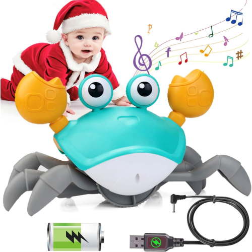 HESLAND Infant & Kids Crawling Crab Toy with Music, Light, Dancing & Walking Features for 3-12 Months