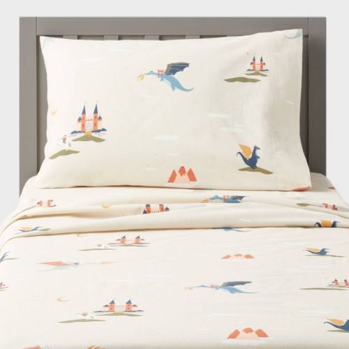 Toddler Dragon Cotton Kids' Sheet Set - Pillowfort™: OEKO-TEX Certified, 3-Piece Bedding, Standard Crib/Toddler