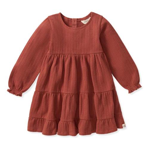 Dotted Rib Organic Cotton Dress - Sequoia Bark Red – Burt's Bees Baby | Size: 0-3M