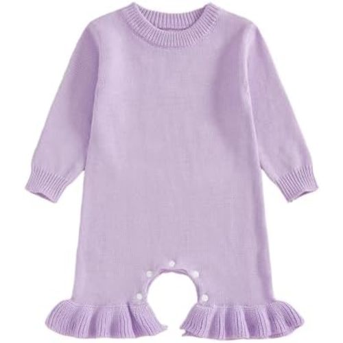 Newborn Baby Girl Sweater Romper Pants Knit Jumpsuit Overall One Piece Outfit Fall Winter Clothes