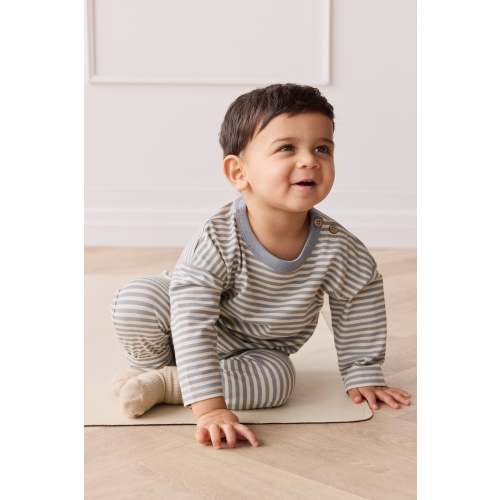 Organic Cotton Levi Long Sleeve Top - Narrow Stripe Dawn/Cassava