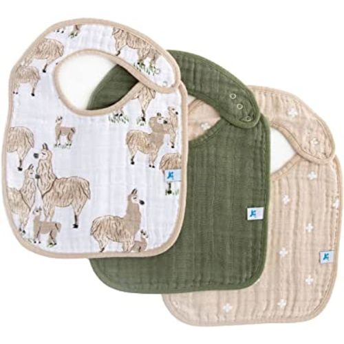 Little Unicorn Cotton Muslin Classic Bib 3 Pack– 100% Cotton – Machine Washable - Softer with Every Wash – Playful Designs - 3 Lightweight, Breathable Layers – for Boys and Girls (Llama Llama Set)