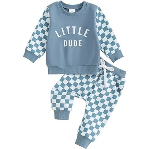 Sprifallbaby Newborn Infant Baby Boy Outfits Long Sleeve Pullover Sweatshirt Toddler Boys Pants Clothes Set Fall Winter 2Pcs