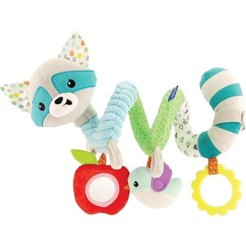 Infantino Spiral Activity Toy - Textured Play Activity Toy for Sensory Exploration and Engagement, Ages 0 and Up, Blue Raccoon