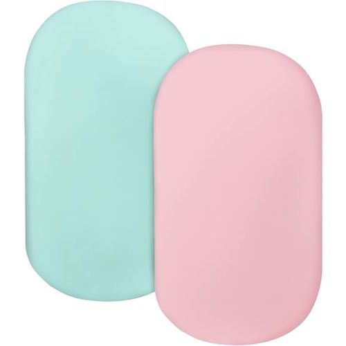 Bassinet Sheets for Baby Girl 2 Pack Bassinet Sheet Fitted Universal Microfiber Soft Cradle Sheets for Oval Rectangle and Hourglass Bassinet Mattress Bassinet Sheet Set, Blue and Pink