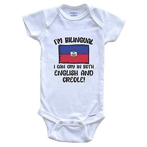 I'm Bilingual I Can Cry in Both English and Creole Funny Haitian Flag Baby Bodysuit - Haiti One Piece
