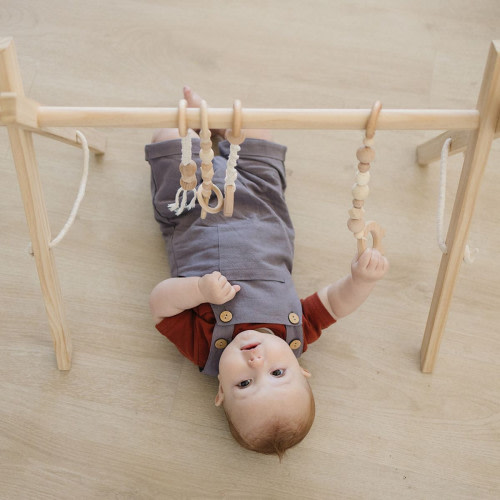 Poppyseed Play Natural Pine Wood Gym - Macrame Toys