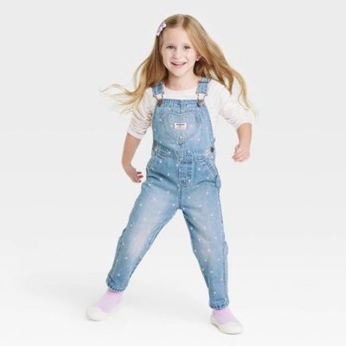 Oshkosh B'gosh Toddler Girls' Heart Denim Overalls - Light Blue 5t: Adjustable Straps, Front & Back Pockets