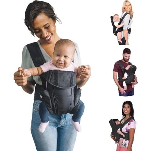 Dreambaby Manhattan Adjustable 3 in 1 Position Baby Carrier - IHDI Approved Hip Healthy - Newborns Toddlers up to 33lbs - Fits for Most Adult Sizes - Black - Model L296