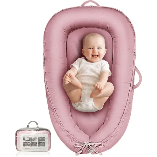 Baby Lounger - Infant Lounger for Newborn 0-24 Months, Waterproof Inner Cover and Pure Cotton Breathable Baby Nest Cover, Newborn Lounger for Baby Boys&Girls, Portable Baby Bed for Home and Travel