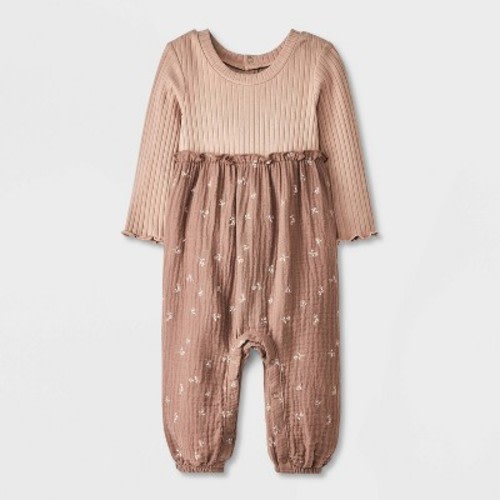 Grayson Mini Baby Girls' Ditsy Floral Long Leg Romper - Brown 3-6M