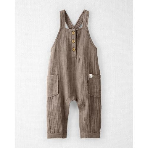 Baby Organic Cotton Gauze Overalls - 6M - Style,Happy Otter