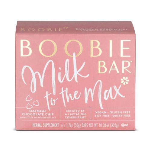 Boobie Bar Superfood Vegan Lactation Bar Oatmeal Chocolate Chip - 10.58oz/6ct